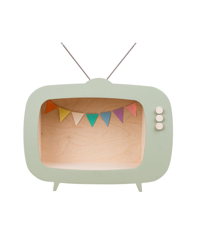 Up Warsaw Kids TV Wooden Shelf - Sage Green