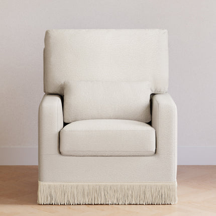 Crawford Pillowback Comfort Swivel Glider | Boucle with Tassel Fringe
