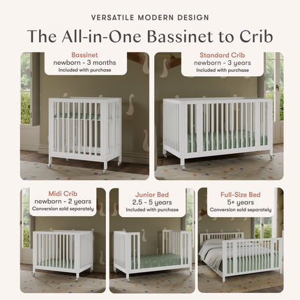 Rolli 9-in-1 Convertible All-Stages® Crib with Bassinet & Toddler Bed Conversion Kits