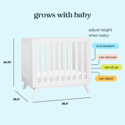 Otto 3-in-1 Convertible Mini Crib with 4" Mattress
