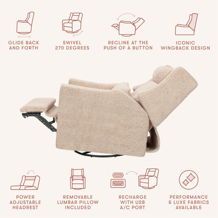 Kiwi Plus Power Recliner and Swivel Glider with Power Adjustable Headrest and USB Port