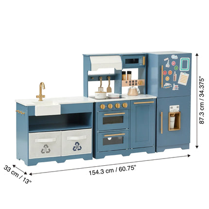 LITTLE CHEF ATLANTA LARGE MODULAR PLAY KITCHEN - STONE BLUE/GOLD