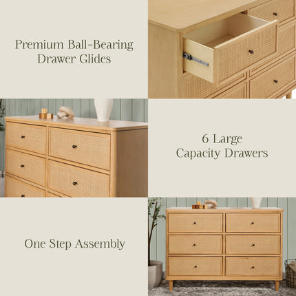 Marin with Cane 6 Drawer Assembled Dresser
