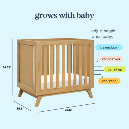 Otto 3-in-1 Convertible Mini Crib with 4" Mattress