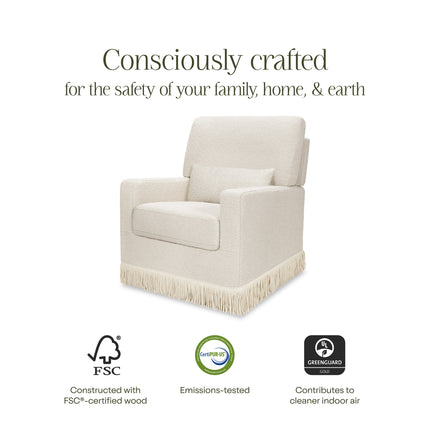 Crawford Pillowback Comfort Swivel Glider | Boucle with Tassel Fringe