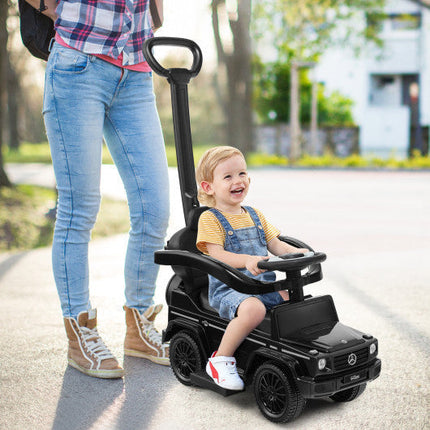 3-in-1 Ride on Push Car Mercedes Benz G350 Stroller Sliding Car With Canopy-Black