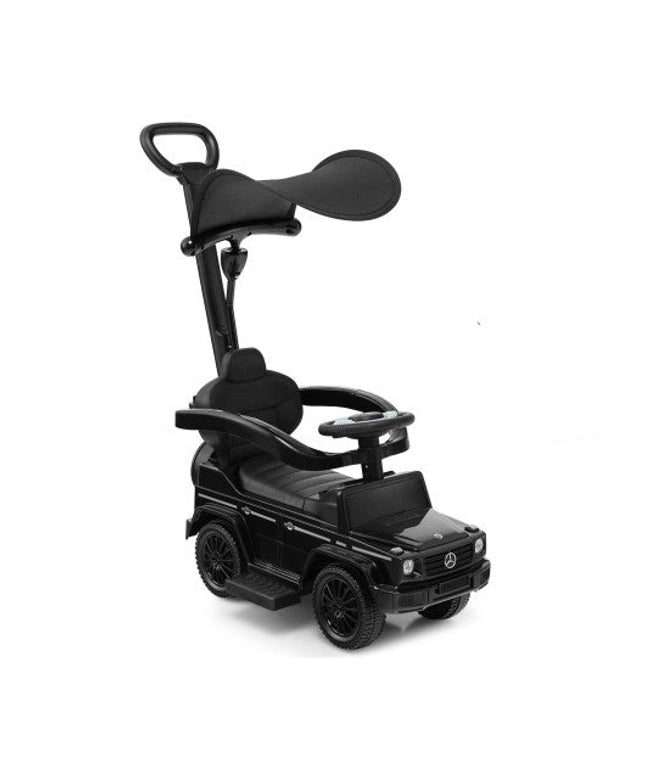 3-in-1 Ride on Push Car Mercedes Benz G350 Stroller Sliding Car With Canopy-Black