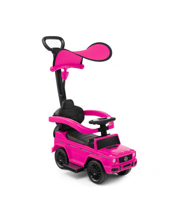 3-in-1 Ride on Push Car Mercedes Benz G350 Stroller Sliding Car With Canopy-Pink