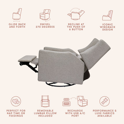 Kiwi Electronic Recliner and Swivel Glider with USB port