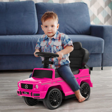 3-in-1 Ride on Push Car Mercedes Benz G350 Stroller Sliding Car With Canopy-Pink