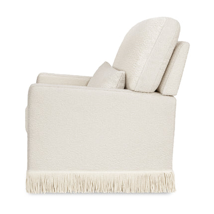 Crawford Pillowback Comfort Swivel Glider | Boucle with Tassel Fringe