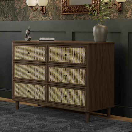 Marin with Cane 6 Drawer Assembled Dresser