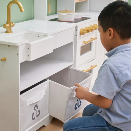 LITTLE CHEF ATLANTA LARGE MODULAR PLAY KITCHEN - WHITE/GOLD