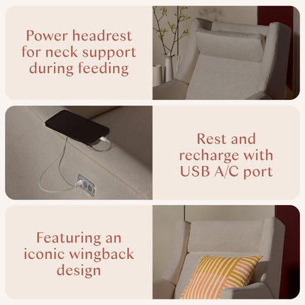 Kiwi Plus Power Recliner and Swivel Glider with Power Adjustable Headrest and USB Port