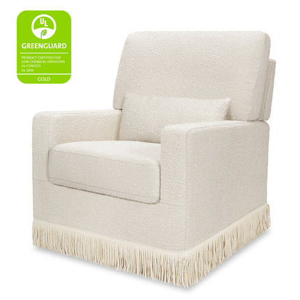 Crawford Pillowback Comfort Swivel Glider | Boucle with Tassel Fringe