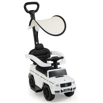 3-in-1 Ride on Push Car Mercedes Benz G350 Stroller Sliding Car With Canopy-White