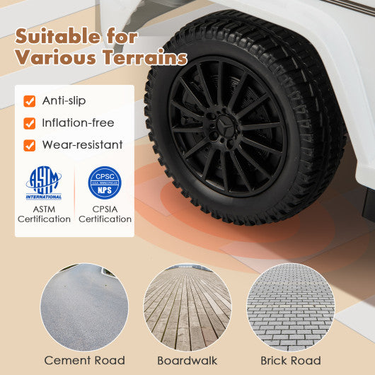 3-in-1 Ride on Push Car Mercedes Benz G350 Stroller Sliding Car With Canopy-White