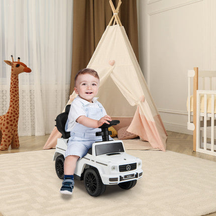 3-in-1 Ride on Push Car Mercedes Benz G350 Stroller Sliding Car With Canopy-White