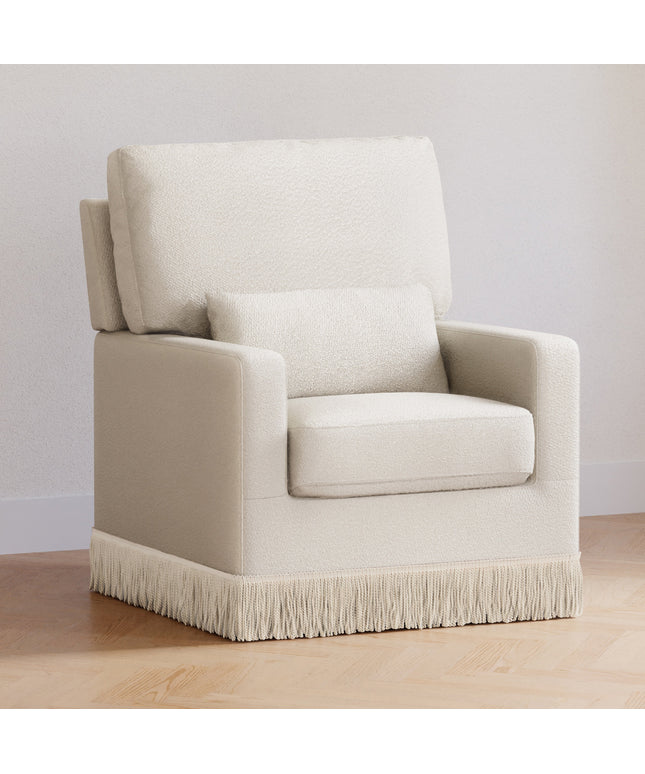 Crawford Pillowback Comfort Swivel Glider | Boucle with Tassel Fringe