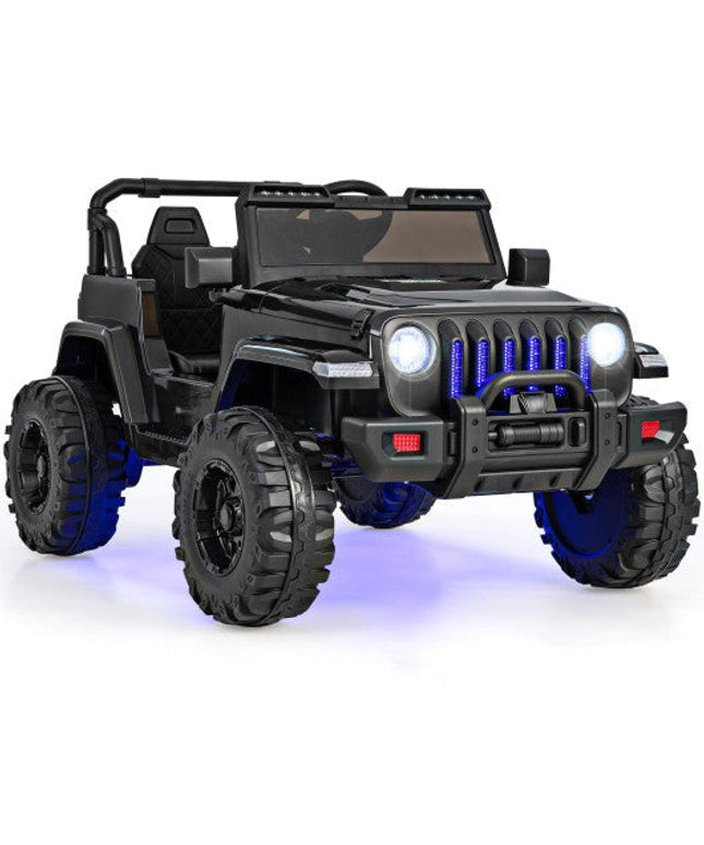 12V Kids Ride-on Jeep Car With 2.4 G Remote Control-Solid Black