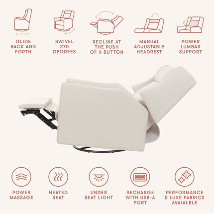 Kiwi Deluxe Power Recliner and Swivel Glider with Heat and Massage