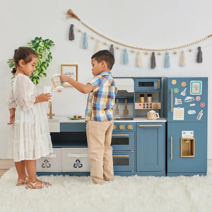 LITTLE CHEF ATLANTA LARGE MODULAR PLAY KITCHEN - STONE BLUE/GOLD