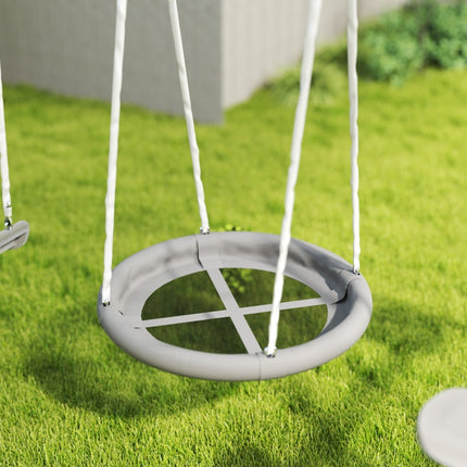 Outsunny 5 in 1 Kids Swing Set for Backyard with Heavy-Duty A-Frame Stand - Gray