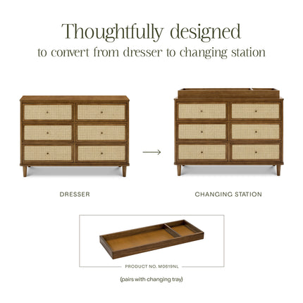 Marin with Cane 6 Drawer Assembled Dresser