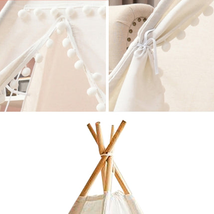 Large Foldable Kids Canvas Teepee Play Tent With Lights  ( White )