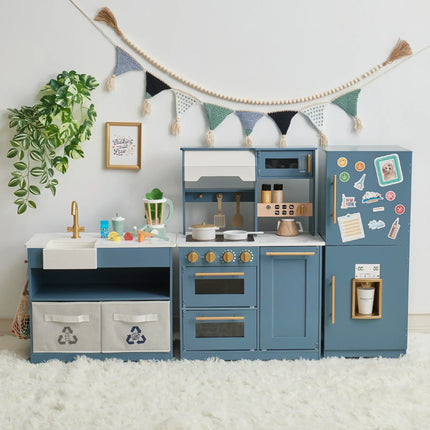 LITTLE CHEF ATLANTA LARGE MODULAR PLAY KITCHEN - STONE BLUE/GOLD