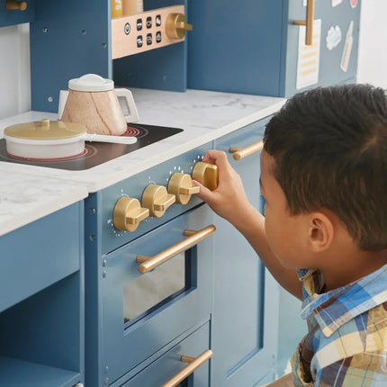 LITTLE CHEF ATLANTA LARGE MODULAR PLAY KITCHEN - STONE BLUE/GOLD