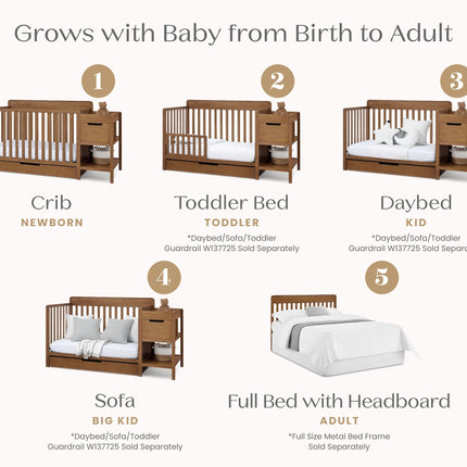 Maya 5-in-1 Convertible Crib and Changer with Storage
