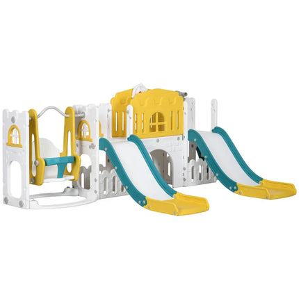 Qaba 8 in 1 Toddler Slide and Swing Set w/ 2 Slides