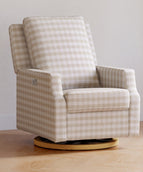 Tan Gingham with Light Wood Base
