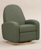 Olive Boucle with Light Wood Base