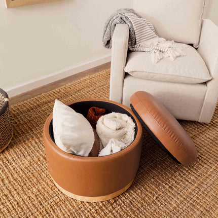 Naka Storage Ottoman in Vegan Leather