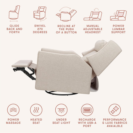 Kiwi Deluxe Power Recliner and Swivel Glider with Heat and Massage